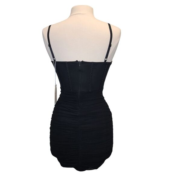 NWT Linlan Women's Black Sleeveless Ruched Corset Bodycon Mini Cocktail Dress XS - Picture 3 of 16